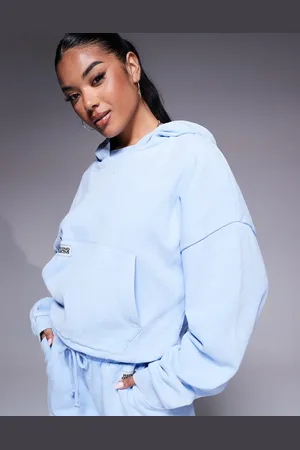 ASOS ASOS – Weekend Collective – Kapuzenpullover in Staubblau mit Ballonsaum, Kombiteil