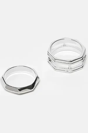 ASOS – 2er-Pack sechseckige Ringe mit Cut-out-Design in -Optik