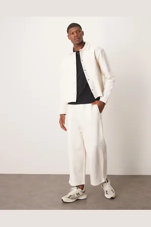 ASOS – Verkürzte Balloon-Jogginghose aus schwerem Material in Ecru