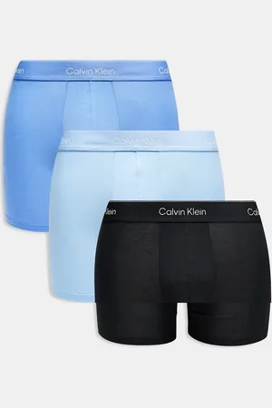 Calvin Klein – Icon Cotton Stretch – 3er-Pack eng geschnittene Boxershorts in Blautönen