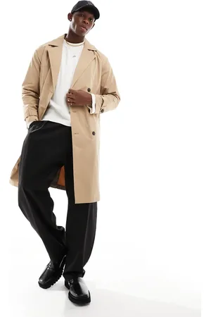 Only & Sons – Trenchcoat in Beige mit überschnittenen Schultern
