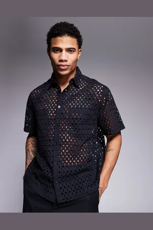ASOS – Hochwertiges, kastiges Oversize-Hemd in mit Lochstickerei