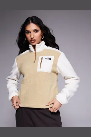 The North Face – Yumiori – Fleece-Sweatshirt in Beige mit kurzem Reißverschluss