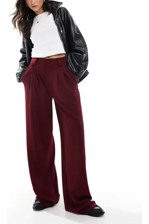 ASOS – Hose in Burgunderrot mit Kontrasteinsatz und weitem Beinschnitt