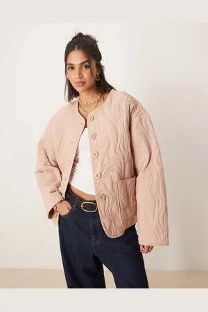 ASOS – Gesteppte Baumwolljacke in Blassrosa mit Struktur