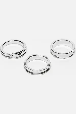 ASOS – 3er-Pack silberfarbene Ringe mit geschmolzenem Design