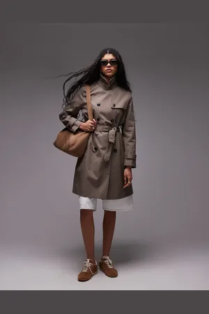 Tommy Hilfiger – Wasserabweisender Trenchcoat in Khaki mit schmalem Schnitt