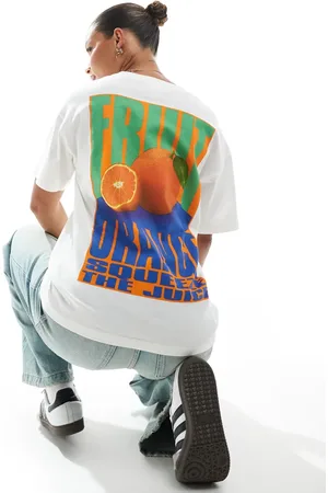 Pull&Bear – Oversize-T-Shirt in mit Orangen-Print