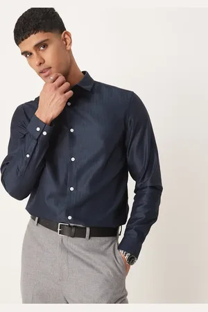 ASOS – Formelles, bügelleichtes Hemd in mit Fischgrätstruktur in regulärer Passform