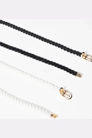 ASOS – 2er-Pack geflochtene, schmale Taillen- und Hüftgürtel
