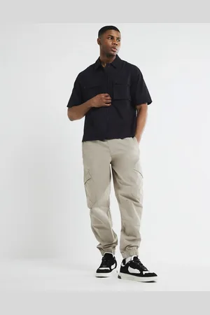 River Island – Cargo-Hose in mittlerem Steinbeige mit Bündchen