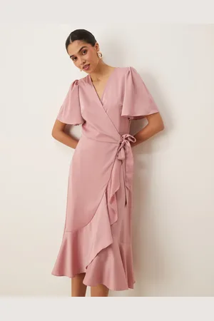 Y.A.S – Midi-Wickelkleid aus Satin in Lila