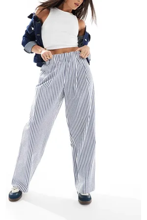 ASOS – Besonders weite Schlupfhose in gestreiftem Blau mit weitem Bein