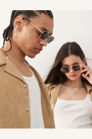 Reclaimed – Eckige Unisex-Sonnenbrille im 90er-Stil mit Drahtgestell in Gold