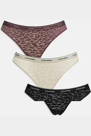 Calvin Klein – Modern Lace – 3er-Pack Bikini Fit Slips in neutralen Farben mit Logo-Bund