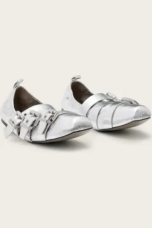 AllSaints – Aurora – Schuhe in Metallic-Silber