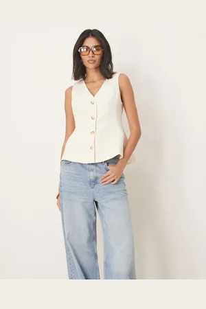 ASOS – Weste in Buttermilchweiß mit Schößchen
