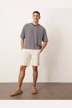 ASOS – Elegante Shorts aus Leinenmix in Ecru mit geradem Schnitt