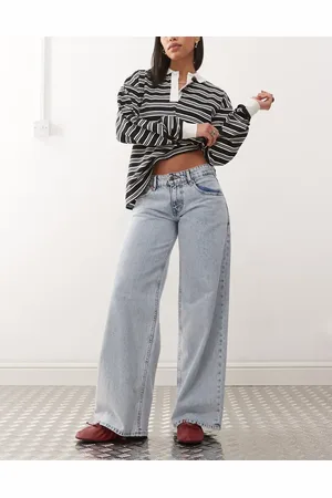 Motel – Lockere Jeans in hellblauer Waschung mit weitem Bein und niedrigem Bund