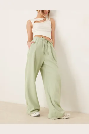 ASOS – Elegante Hose zum Hineinschlüpfen in grüner Leinenoptik