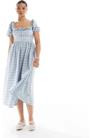 New Look – Midikleid in kariert mit Korsett-Detail