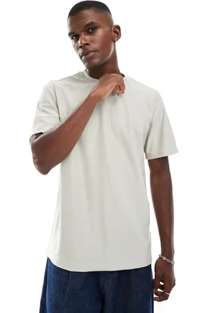 Only & Sons – Plissiertes, locker geschnittenes T-Shirt in Beige