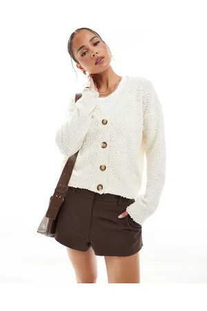 Brave Soul – Cardigan in Creme mit V-Ausschnitt