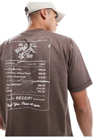 Cotton On Cotton On – Kurzes T-Shirt aus Baumwolle in Schokobraun mit „Silver Spur“-Grafik