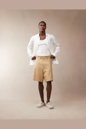 ASOS – Elegante Bermudashorts aus Leinenmix in Hellbraun