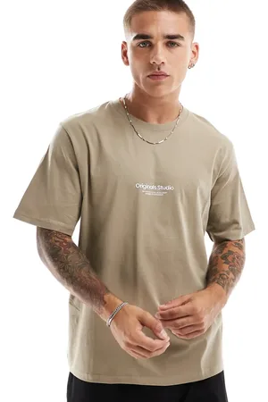 JACK & JONES – Oversize-T-Shirt in Dunkelgrau mit Originals-Logo