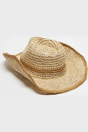 Reclaimed – Unisex-Cowboyhut aus Stroh in Beige und Braun