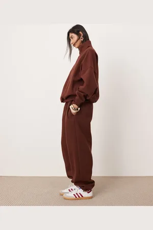 ASOS – Hochwertige Oversize-Jogginghose aus schwerem Stoff in Schokobraun