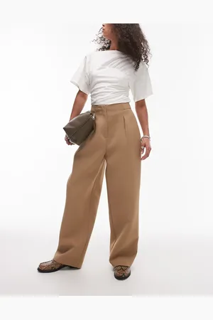 Topshop – Elegante, lockere Hose in Taupe mit schlichtem Bund, Kombiteil