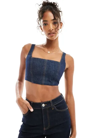ASOS – Jeans-Bustier in Indigoblau