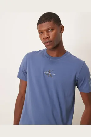 Calvin Klein – T-Shirt in Petrolblau mit Monogramm-Logo