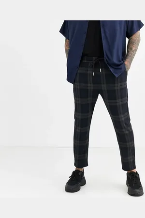 Only & Sons – Hose mit elastischem Bund und großen Karos in Marine