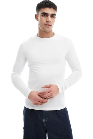 ASOS – Essential – Langärmliges Muskelshirt in Creme