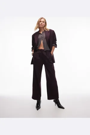 Topshop – Hose in Burgunderrot, Kombiteil