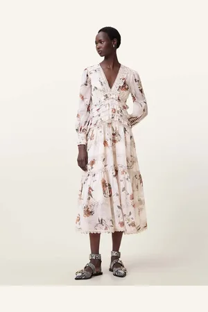 AllSaints – Zora – Midikleid in Unity/Ecru/
