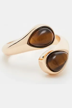 ASOS – Ring in Goldoptik mit gewickeltem Design und Tigerauge-Halbedelsteinen