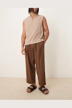ASOS – Elegante Cropped-Ballonhose aus Leinenmix in mit Bundfalten