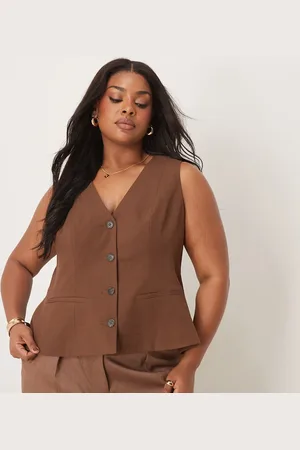 ASOS Curve – Weste in Schokobraun mit Schößchen