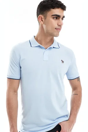 Paul Smith – Polohemd in Hellblau mit Zierstreifen und Logo