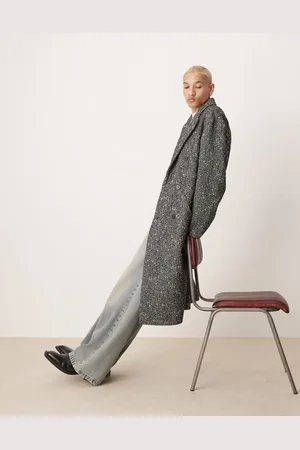 ASOS – Oversize-Mantel in -weiß melierter Wolloptik