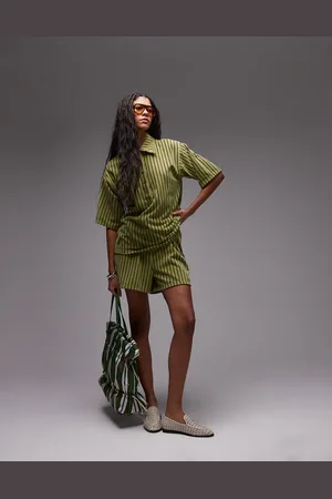 Topshop – Shorts Frottee in mit Streifen, Kombiteil