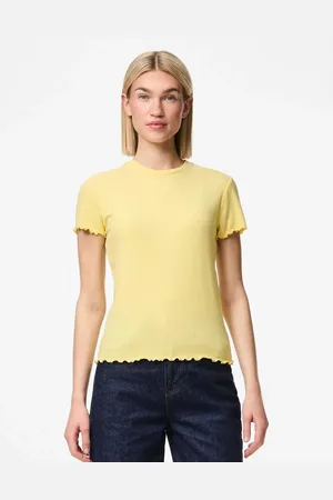 Pieces® – T-Shirt in blassem Bananengelb