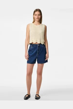 Pieces® – Jeans-Shorts in Denim-Mittelblau