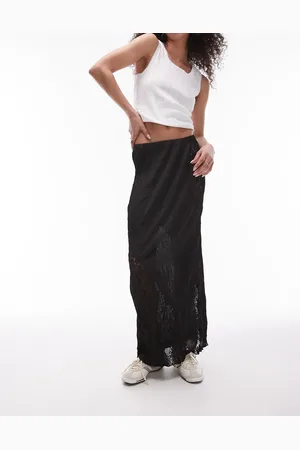 Topshop – Plissierter Jersey-Rock aus Spitze in
