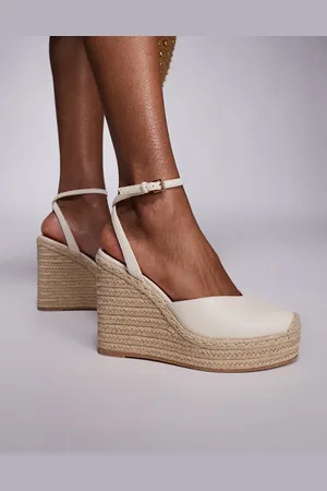 River Island – Espadrilles in Creme mit Keilabsatz