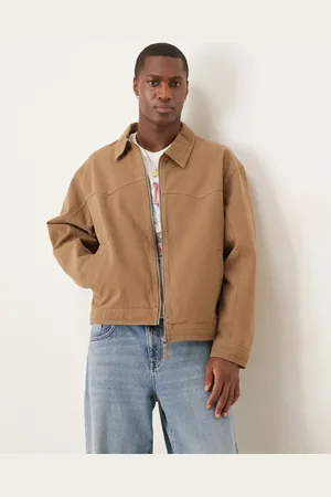 ASOS – Kastige Oversize-Trainerjacke in Hellbraun